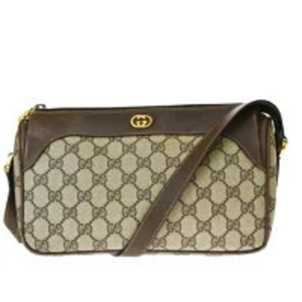Gucci Shoulder Bag GG Interlocking Brown Leather